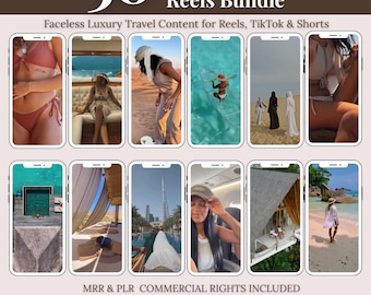 Paquete de vídeos de viajes Melanin, material de archivo de lujo sin rostro, clips de contenido de viajes, contenido para TikTok Reels, producto digital PLR MRR