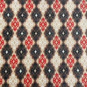 Red Beige Ikat Curtain: Geometric Living Room Decor
