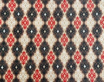 Red Beige Ikat Curtain: Geometric Living Room Decor
