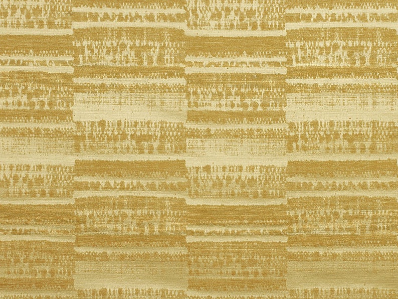 Custom Curtains Valance Roman Shade in Gold Offset Horizontal Stripes Pattern Fabric