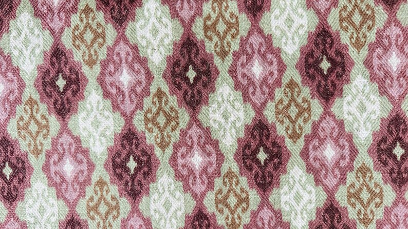 Panel de cortina Ikat indio: tela en tonos marrón rosado, verde y rosa imagen 4