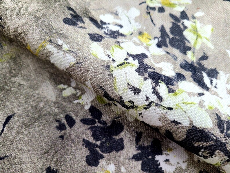 Luxury Custom Curtains Valance Roman Shade in Grey/ Yellow/ White Modern Floral Pattern Fabric image 3