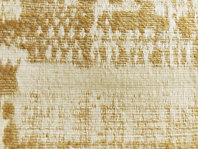 Custom Curtains Valance Roman Shade in Gold Offset Horizontal Stripes Pattern Fabric