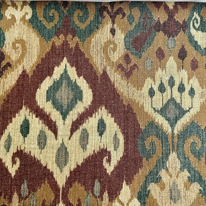 Rustic Ikat Fabric: Brown, Green, Beige Geometric Upholstery & Curtains bild 3