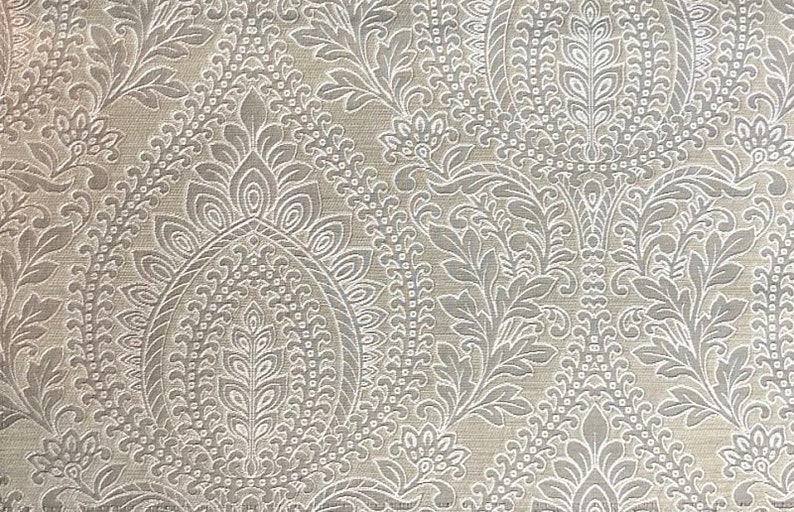 Custom Curtains Valance Roman Shade in Greige / Ivory Damask | Etsy
