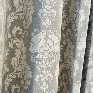 Grey Damask Embroidery Curtain: White Blackout Panel (100x108) image 7