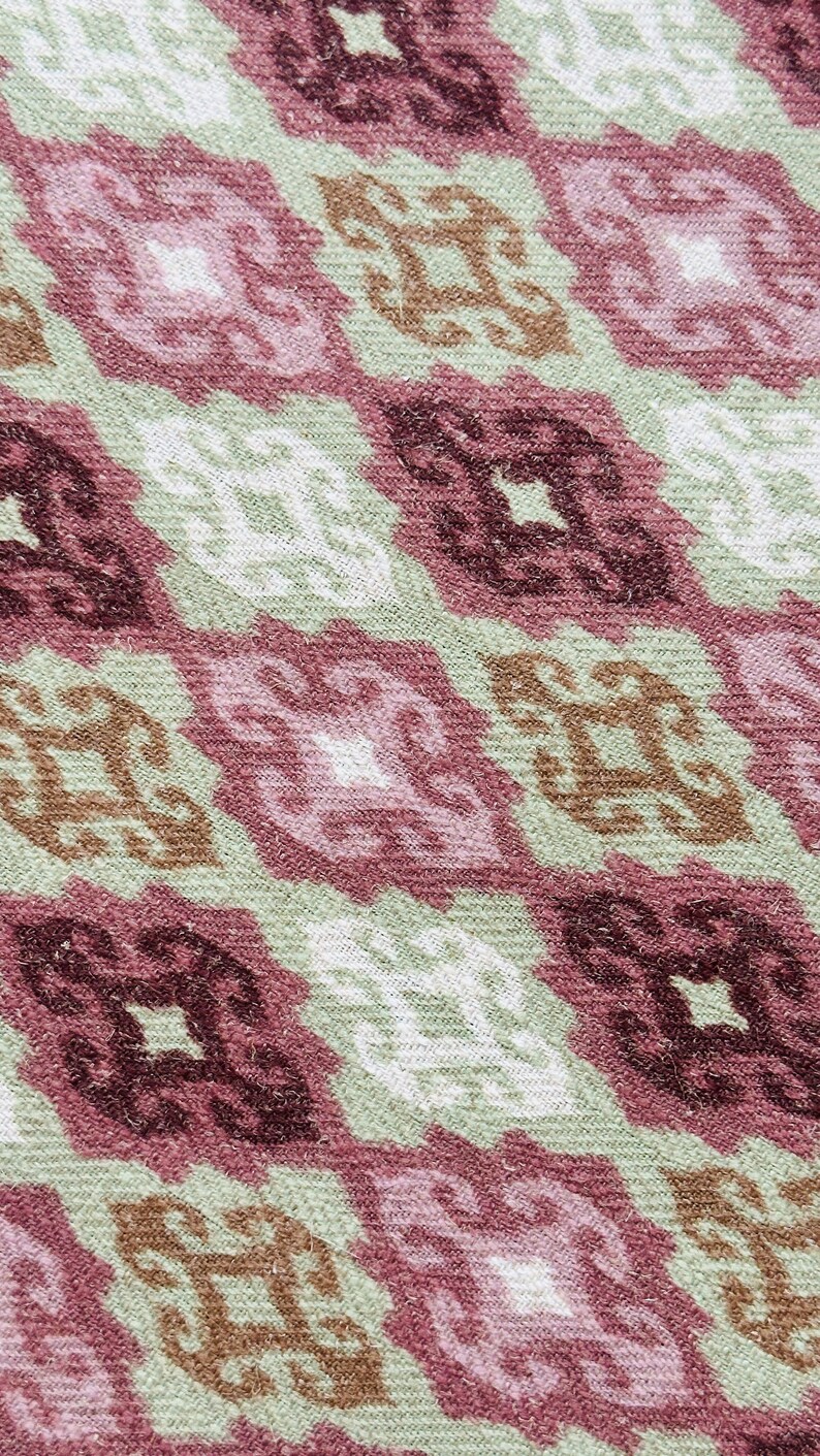 Panel de cortina Ikat indio: tela en tonos marrón rosado, verde y rosa imagen 9