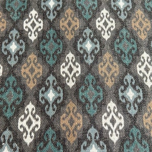Ikat Curtain Panel: Teal, Beige, White Geometric Fabric image 4