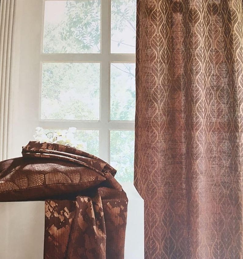 Custom Curtains Valance Roman Shade Shower Curtains in Rust Abstract Pattern Fabric