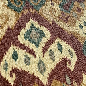 Rustic Ikat Fabric: Brown, Green, Beige Geometric Upholstery & Curtains bild 6