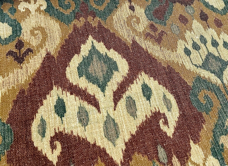 Rustic Ikat Fabric: Brown, Green, Beige Geometric Upholstery & Curtains bild 6