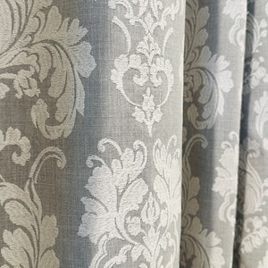 Grey Damask Embroidery Curtain: White Blackout Panel (100x108) image 5