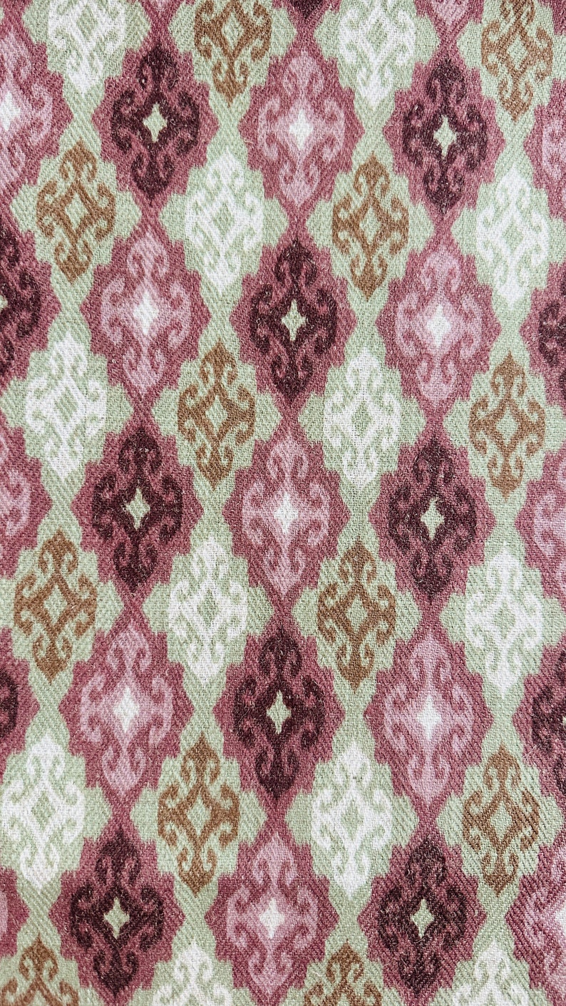 Panel de cortina Ikat indio: tela en tonos marrón rosado, verde y rosa imagen 6