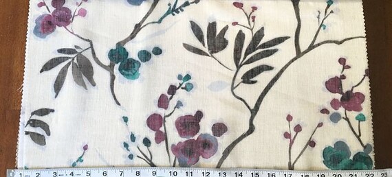 Custom Curtains In Sheer Cream With Teal Plum Brown Etsy