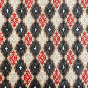 Red Beige Ikat Curtain: Geometric Living Room Decor image 3