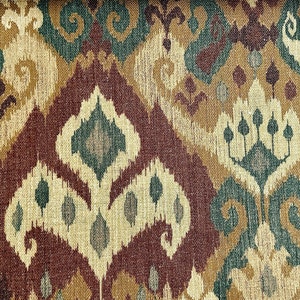 Rustic Ikat Fabric: Brown, Green, Beige Geometric Upholstery & Curtains bild 5