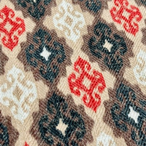 Red Beige Ikat Curtain: Geometric Living Room Decor image 2