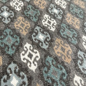 Ikat Curtain Panel: Teal, Beige, White Geometric Fabric image 3