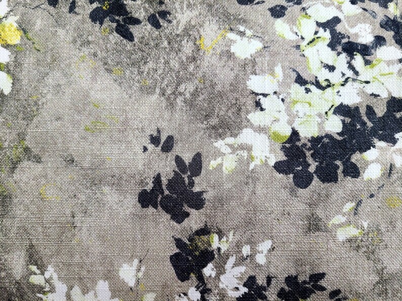 Luxury Custom Curtains Valance Roman Shade in Grey/ Yellow/ White Modern Floral Pattern Fabric image 2