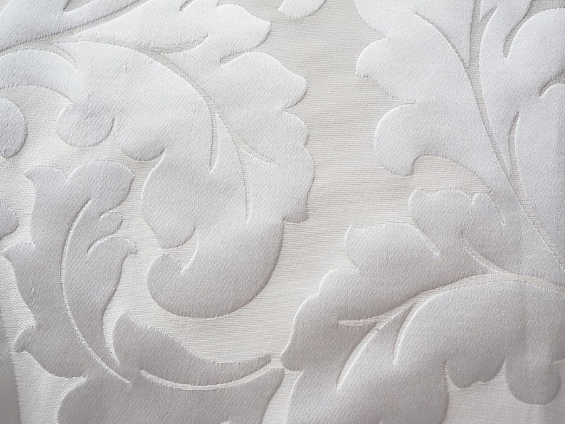 Custom Curtains Valance Roman Shade Shower Curtains in Ivory Leaf Scroll Pattern Fabric