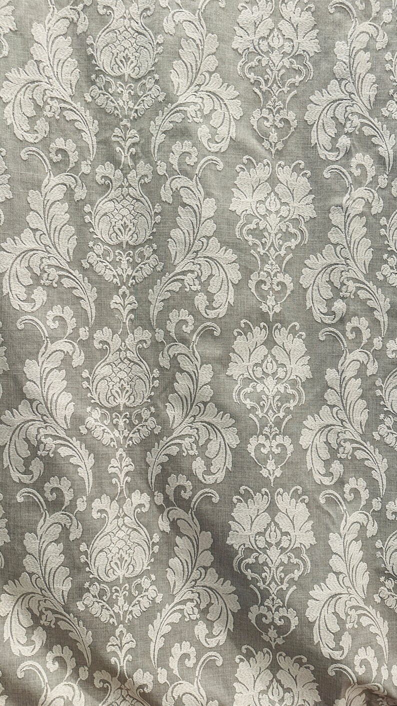 Grey Damask Embroidery Curtain: White Blackout Panel (100x108) image 6