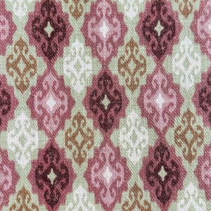 Panel de cortina Ikat indio: tela en tonos marrón rosado, verde y rosa imagen 7