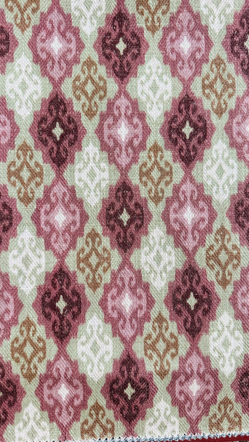 Panel de cortina Ikat indio: tela en tonos marrón rosado, verde y rosa imagen 7