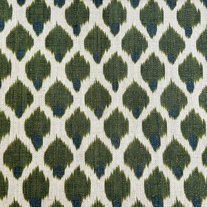 May include: Green and blue ikat fabric with a repeating pattern of diamond shapes.