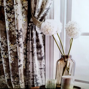 Luxury Custom Curtains Valance Roman Shade in Grey/ Yellow/ White Modern Floral Pattern Fabric image 4