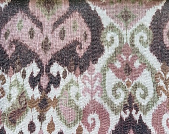 Custom made Long Curtains Bedroom Nursery Living room Faux Valance Roman Shade in Ikat Dusty Pink/ Green Shower Curtain Pattern Fabric