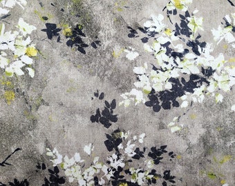 Luxury Custom Curtains Valance Roman Shade in Grey/ Yellow/ White Modern Floral Pattern Fabric