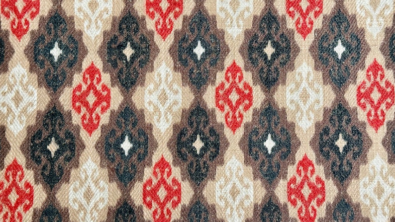 Red Beige Ikat Curtain: Geometric Living Room Decor image 4