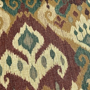 Rustic Ikat Fabric: Brown, Green, Beige Geometric Upholstery & Curtains bild 1