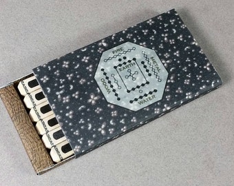 I Ching Hexagram Yao Staves for Consultations: Box in Blue Silk Pattern With Ho T'u