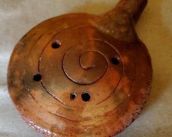Xun/Ocarina in Red Raku (Earthenware) -a Snail!