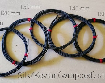 Silk/Kevlar core, (wrapped) musical strings