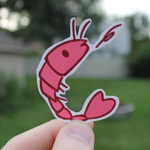 Shrimp Aufkleber - Niedlicher Shrimp Vinyl Aufkleber, Shrimp Meme Aufkleber für Laptop, Wasserflasche, Journal, ästhetisches doofes Geschenk
