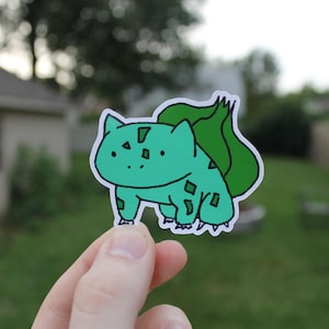 Bulbaswaur Sticker – Cute Bulbasaur Vinyl Sticker, Bulba Meme Sticker for Laptop, Water Bottle, Journal, Silly green monster Video Game Gift
