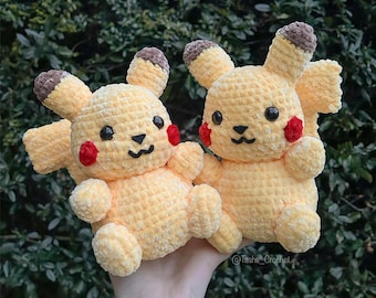 Pikachu-Inspired Amigurumi Crochet Pattern - PDF Digital Download - Plush with Tail, Cheeks & Bonus Hat