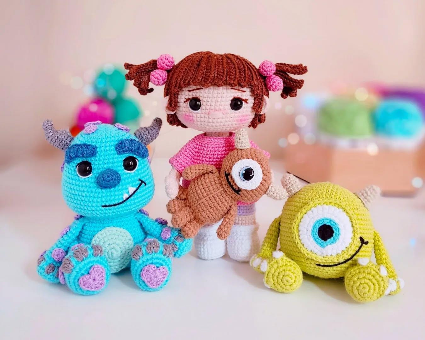 3in1 Monsters-Inspired Amigurumi Crochet Pattern Bundle - PDF Digital  Download - Sullivan, Baby Boo & Mike Plush Set