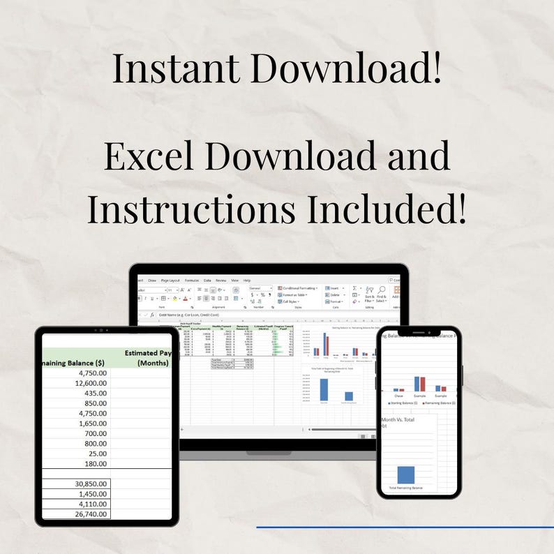 Puede incluir: Una captura de pantalla de una computadora que muestra una hoja de c&aacute;lculo de Excel con datos y gr&aacute;ficos. La hoja de c&aacute;lculo se titula "Salario estimado (Meses)" y muestra una columna para "Saldo restante (&euro;)". La hoja de c&aacute;lculo est&aacute; abierta en una computadora port&aacute;til, una tableta y un tel&eacute;fono inteligente.