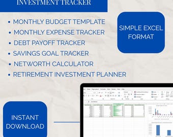 Personal Finance Spreadsheet Bundle | 6-in-1 Budget, Expense, Debt, Savings, Net Worth, Retirement Planner | Editable Excel Kit | Download