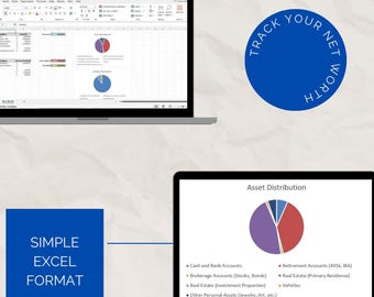 Net Worth Calculator Excel | Personal Finance Tracker Template | Editable Budgeting Tool | Instant Download | Net Worth Analysis | Finance