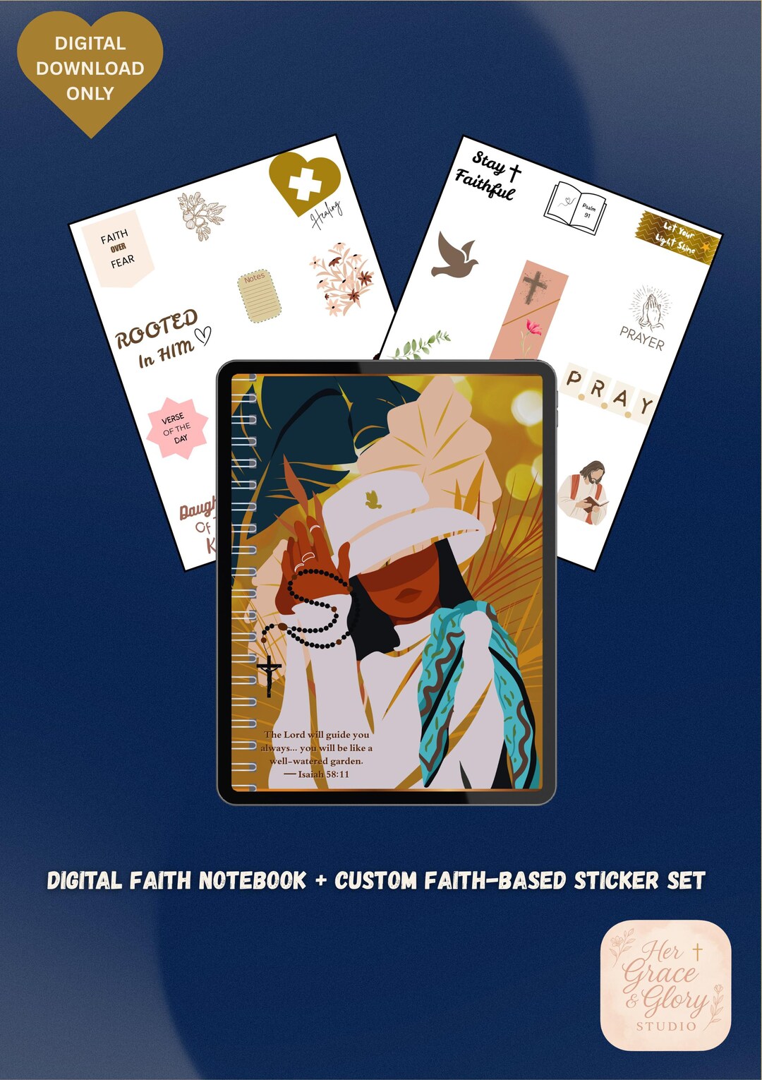 Faith Digital Notebook + Sticker Set Bundle | Christian Stickers ...
