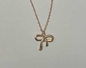 Girls Bow Necklace Gold Necklace Bow Necklace Preppy Cute Necklace Basic Girl Necklace