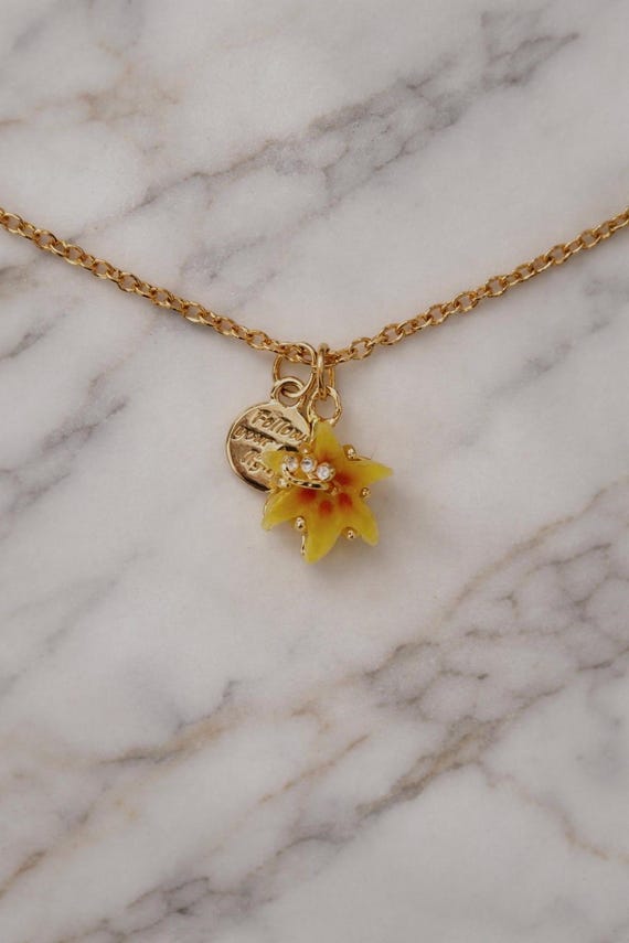 Rapunzel Flower Girls Necklace Gold Trendy Jewelry Christmas Gift Gift For Her Flower Pendant Disney Princess Inspired Jewelry