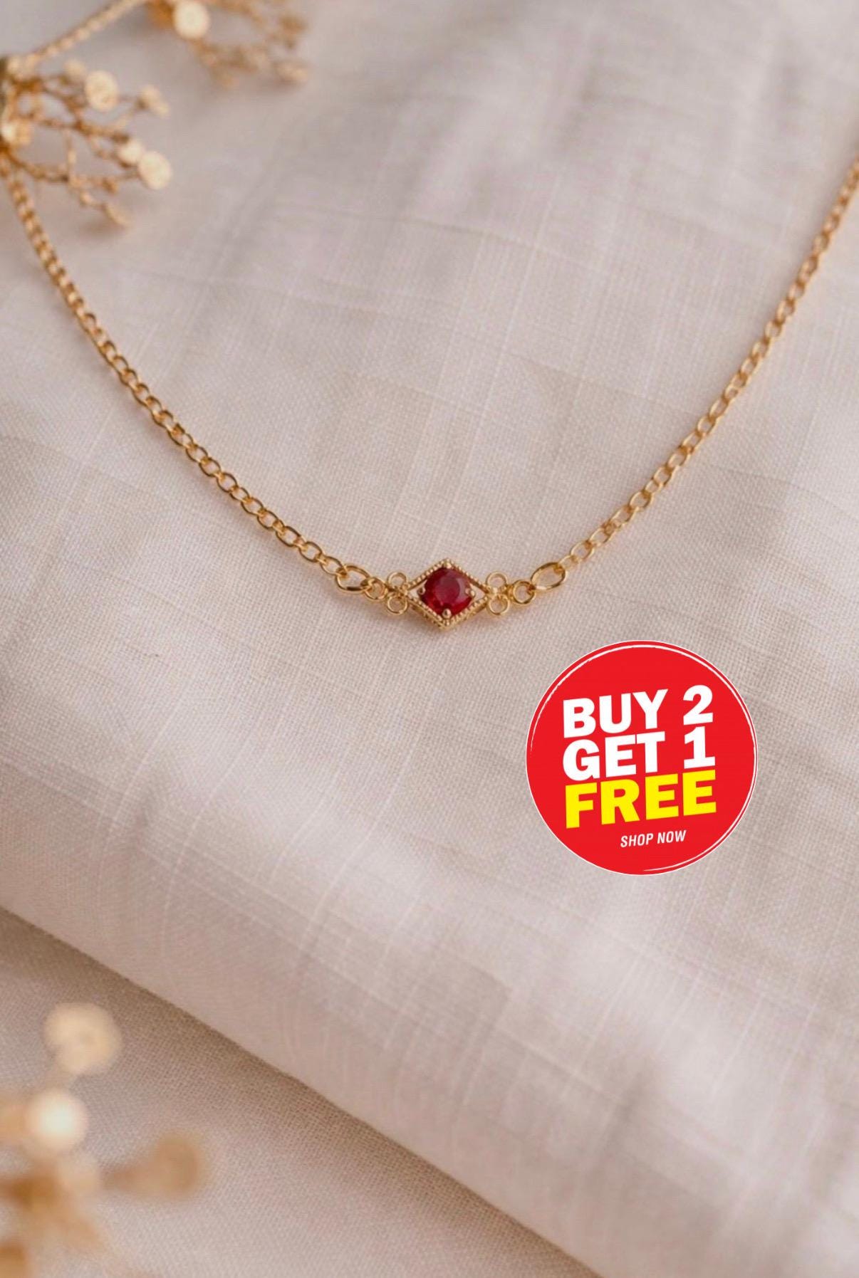 Necklace red stone gold - Etsy 日本