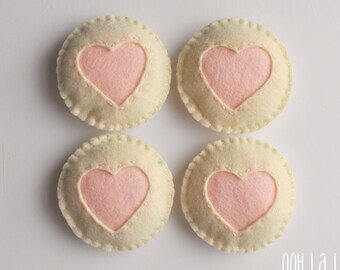 Felt Sugar Cookies, with pale pink heart shaped cutout