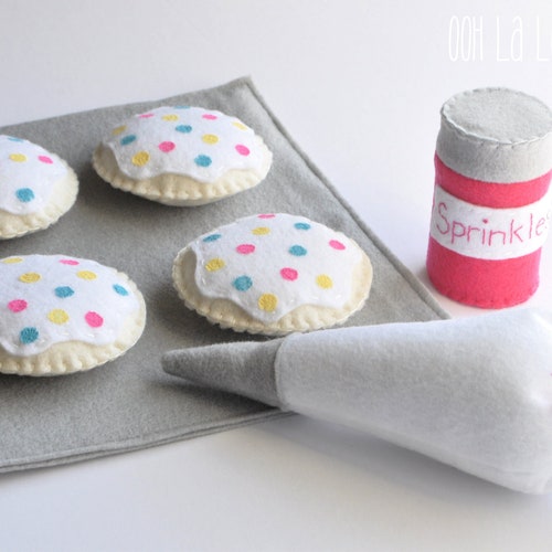 Felt Cookie Decorating Set includes Four Cookies Sprinkles Etsy