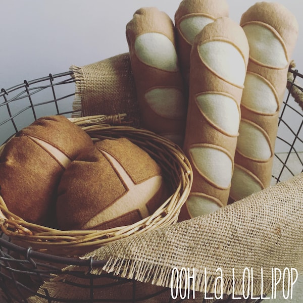 Market Fresh Bakery Bread, felt bread for pretend play or for decoration in the kitchen!